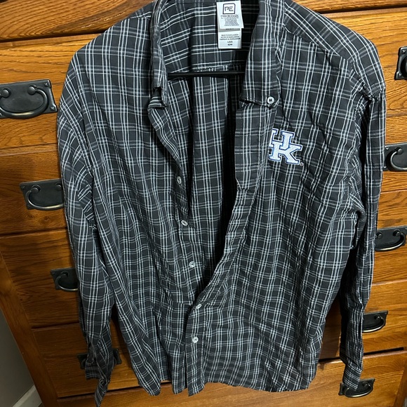 Pro Edge U K Black and White Plaid Button Down Shirt - Picture 1 of 4